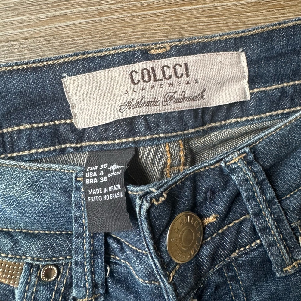 Colcci Jeans with Gold Sequin Detail - Size 4 - Picture 6 of 7